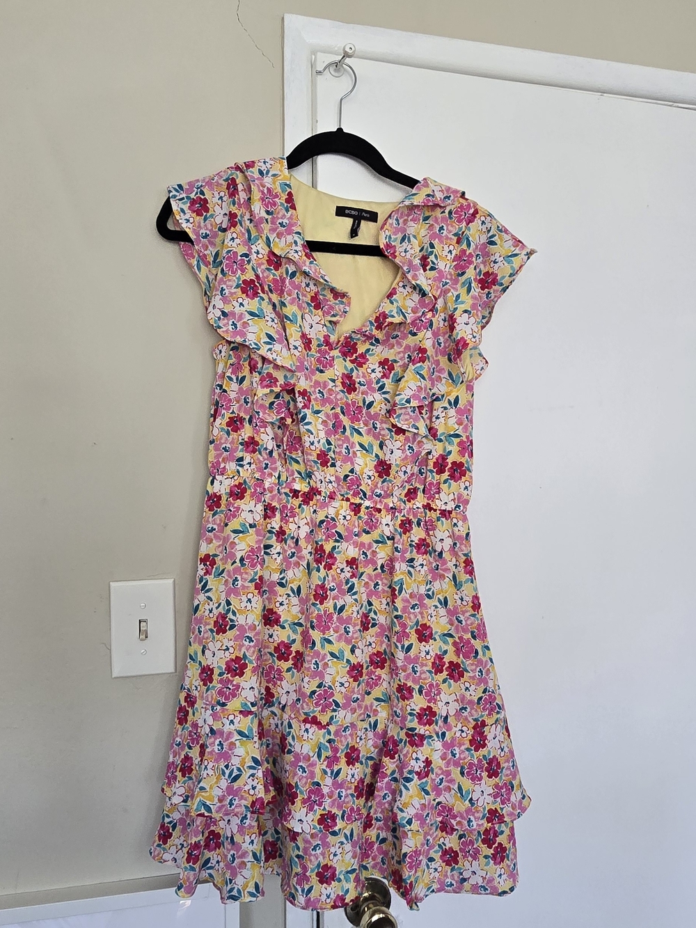 BCBG Paris Pink Floral Ruffle Mini Dress